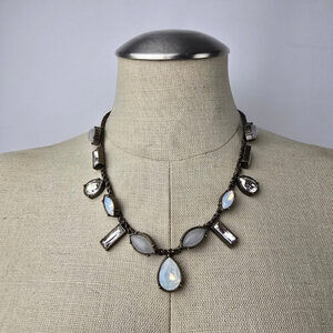 Silpada KR Collection Antiqued Brass Quartz & Swarovski Crystal Necklace
